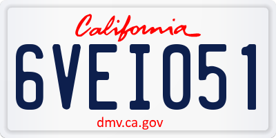 CA license plate 6VEI051