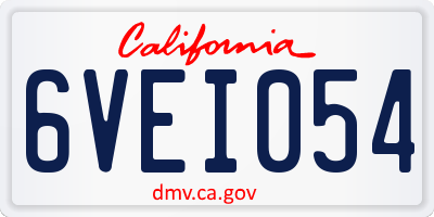 CA license plate 6VEI054