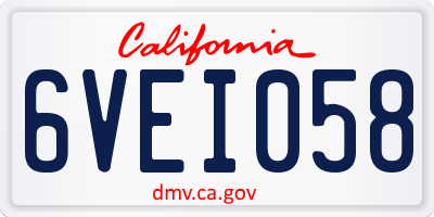 CA license plate 6VEI058