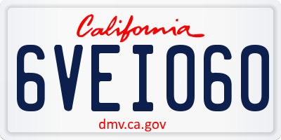 CA license plate 6VEI060