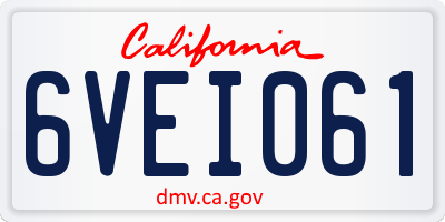 CA license plate 6VEI061