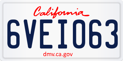 CA license plate 6VEI063
