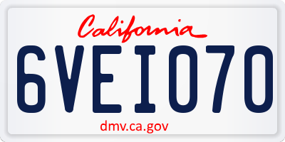 CA license plate 6VEI070