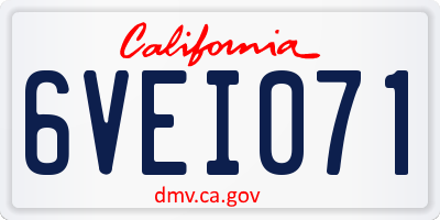 CA license plate 6VEI071