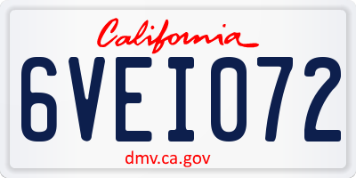 CA license plate 6VEI072