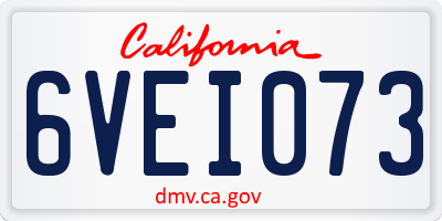 CA license plate 6VEI073