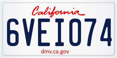 CA license plate 6VEI074