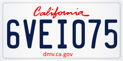 CA license plate 6VEI075