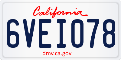 CA license plate 6VEI078