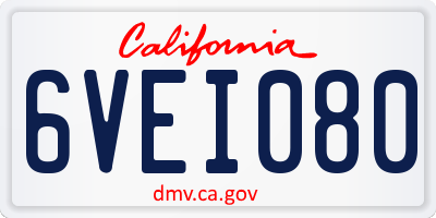 CA license plate 6VEI080