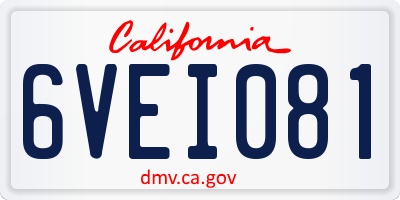 CA license plate 6VEI081