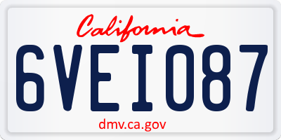 CA license plate 6VEI087