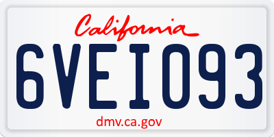 CA license plate 6VEI093