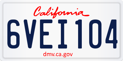 CA license plate 6VEI104