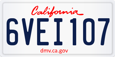 CA license plate 6VEI107