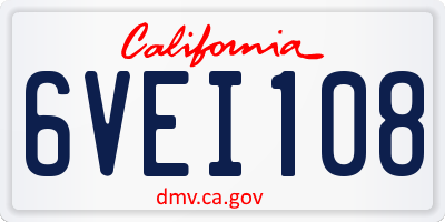CA license plate 6VEI108