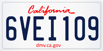 CA license plate 6VEI109
