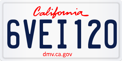 CA license plate 6VEI120