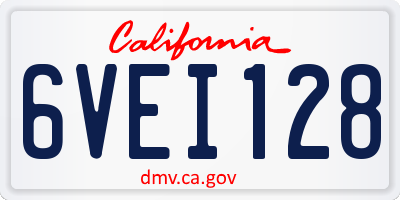 CA license plate 6VEI128