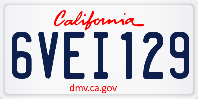 CA license plate 6VEI129