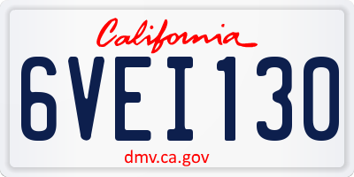 CA license plate 6VEI130
