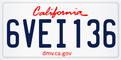 CA license plate 6VEI136