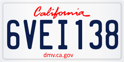 CA license plate 6VEI138