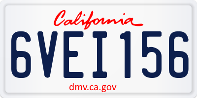CA license plate 6VEI156