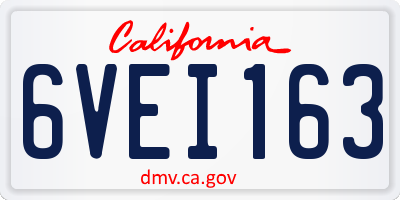 CA license plate 6VEI163