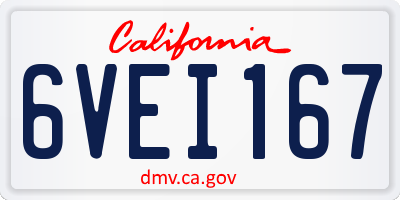 CA license plate 6VEI167