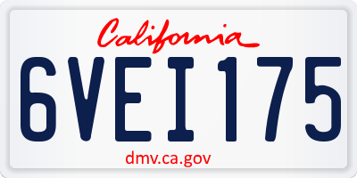 CA license plate 6VEI175