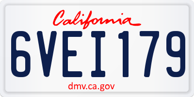 CA license plate 6VEI179