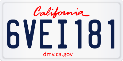 CA license plate 6VEI181
