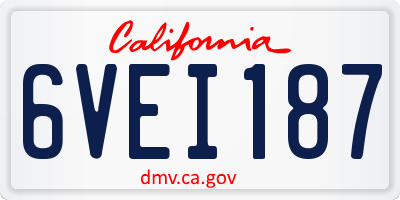 CA license plate 6VEI187