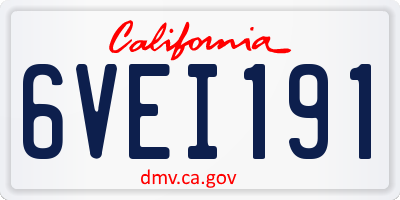CA license plate 6VEI191