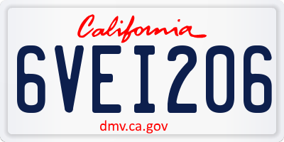 CA license plate 6VEI206