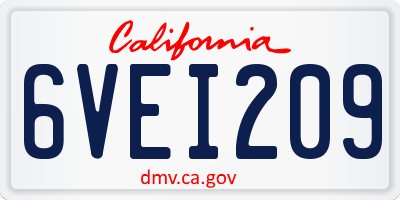 CA license plate 6VEI209