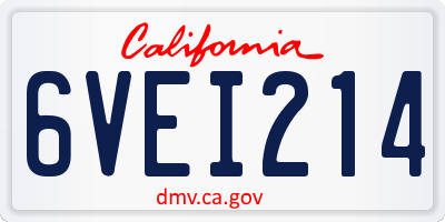CA license plate 6VEI214