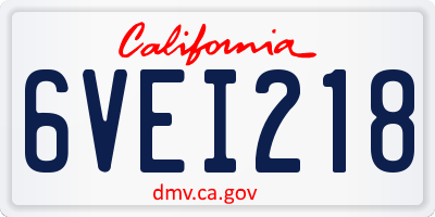 CA license plate 6VEI218
