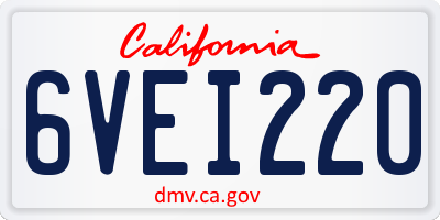 CA license plate 6VEI220