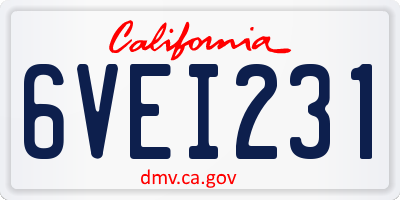 CA license plate 6VEI231