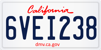 CA license plate 6VEI238