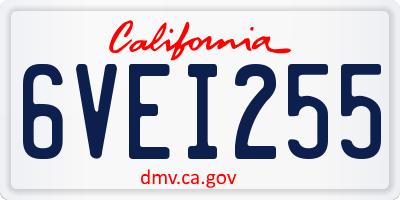 CA license plate 6VEI255