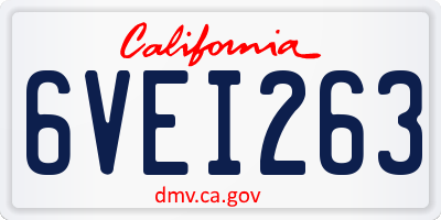 CA license plate 6VEI263
