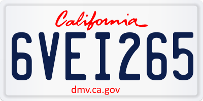 CA license plate 6VEI265