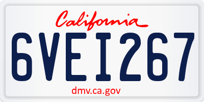 CA license plate 6VEI267