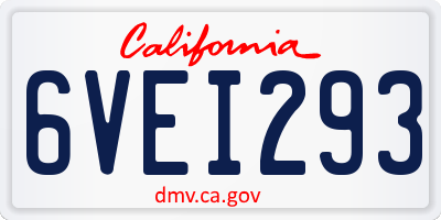 CA license plate 6VEI293