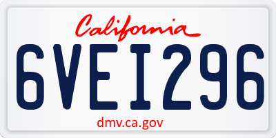 CA license plate 6VEI296