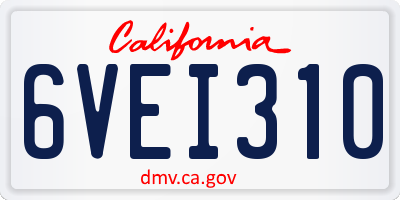 CA license plate 6VEI310