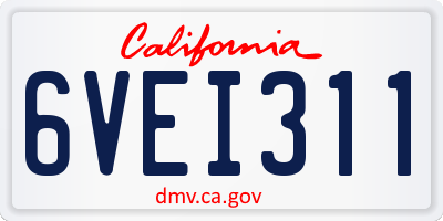 CA license plate 6VEI311